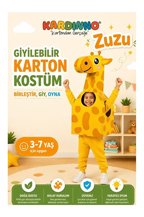 Kardinno Uzun Boylu Zuzu Karton Giyilebilir Çocuk Kostümü Etkinlik Parti Doğum Günü Kostüm