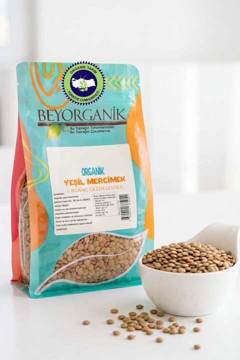 BEYORGANİK Organik Yeşil Mercimek 500gr (PESTİSİT VE AFLATOKSİN ANALİZLİ)