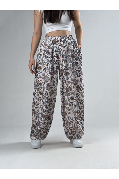 COCOPELLI Çiçek Desenli Kadın Oversize Pantolon COC3169