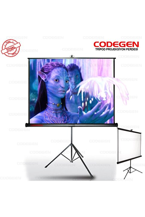 CODEGEN TX-18 180x180 cm Tripod Ayaklı Taşınabilir Manuel Projeksiyon Perdesi (Arkası Siyah Fonlu)