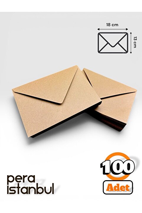 Pera İstanbul 100 Adet Mektup Zarfı 13x18cm 100gr. Kraft