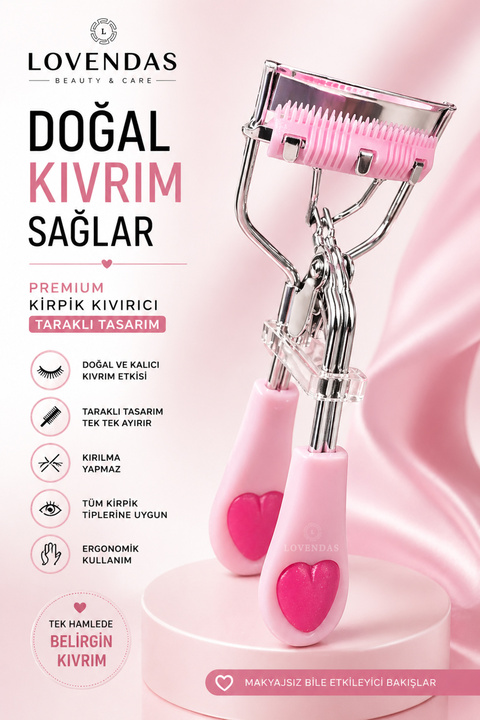 Lovendas Doğal Kıvrım Sağlayan Premium Kirpik Kıvırıcı Taraklı