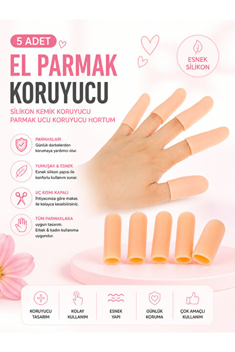 Bunyon 5 AD. El Parmak Ucu Koruyucu Silikon Tırnak Kenarı Nasır Manikür