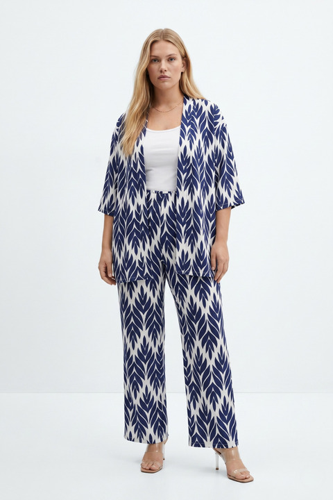 şuranur Desenli Kimono Hırkalı 2li Alt Üst Takım Bürümcük Kumaş Yazlık 2xl-6xl Oversize