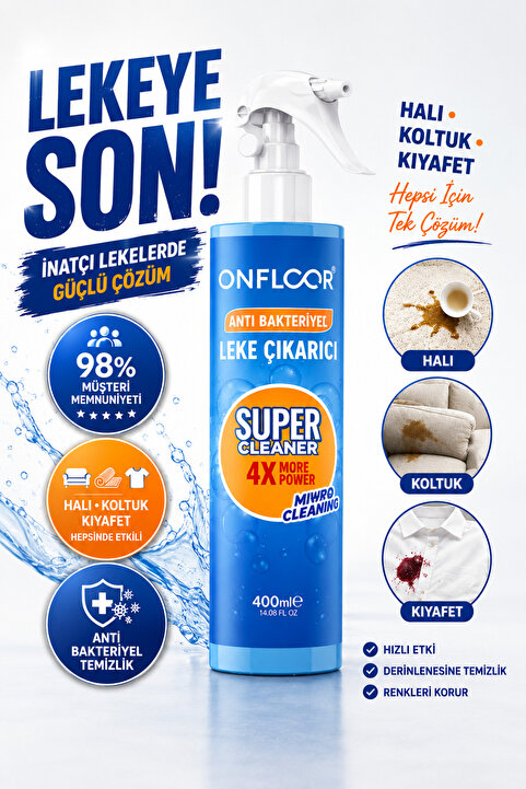 ONFLOOR Yağ, Kahve, Çay, Kan ve Makyaj Lekesi Çıkarıcı Sprey 400 ml -