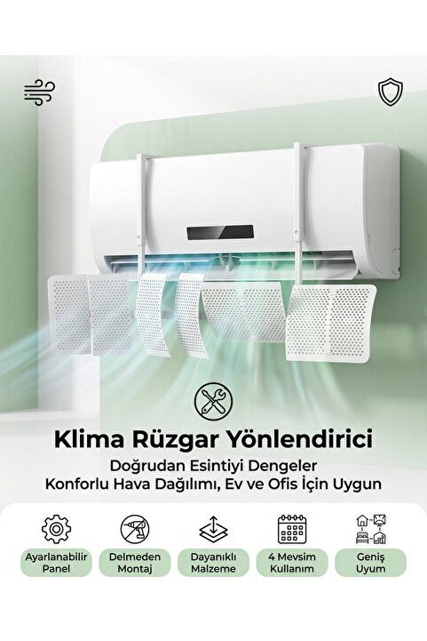 ALFAGİFT Klima Hava Yönlendirici Aparat 90x20 cm Ayarlanabilir Klima Rüzgar Önleyici Deflektör