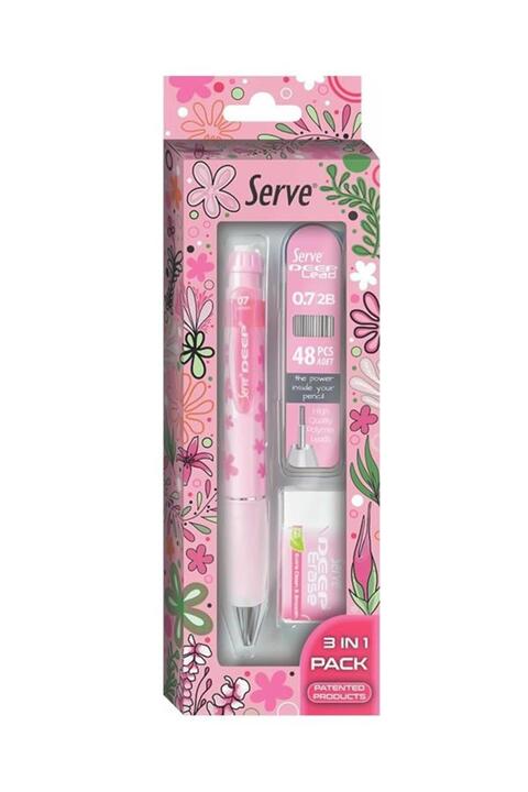 Serve Deep Doğa Temalı Mekanik Versatil 3 lü Set Pembe Çiçek