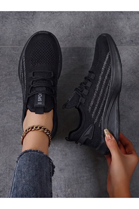 E SPORT Siyah Unisex Hafif Triko Sneaker Ortopedik Ayakkabı-015