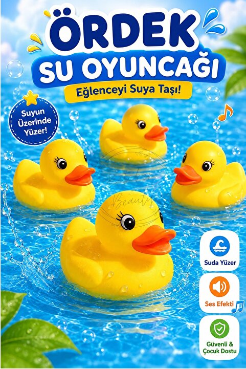 Kitchen Beauty Suda Yüzen Ses Çıkaran Vinil Sarı Ördek Banyo Oyuncağı Bebek Çocuk Banyo Ve Havuz Oyuncak