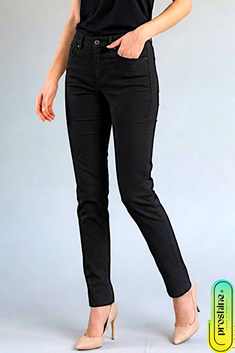 FlexiFit Yüksek Bel Mom Boyfriend Kadın Jean Pantolon | Rahat Kalıp | Denim | SİYAH