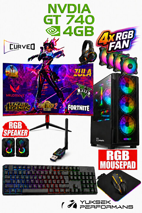 DMC N10 ( GTA 5 ) I7-3770,16GB RAM,500GB HDD,256GB SSD,4GB GT740,24''Curved Oyuncu Masaüstü Bilgisayar