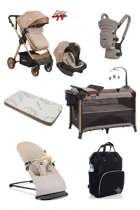 Calvin Baby 8 Parça Lüks Çeyiz Seti Travel Sistem Bebek Arabası,AnneYanı,AnaKucağı,Yatak,Kanguru,Çanta,Yağmurluk