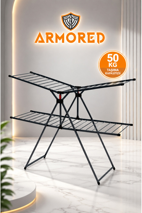 Armored Home Product Zırhlı-Kırılmaz-EXTRA KALIN BORULU Sağlam Çamaşır Kurutmalığı Ar-222