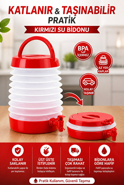 plant-home Katlanabilir Musluklu Su Bidonu 5,5 Litre – Taşınabilir, Pratik, Kamp & Piknik İçin