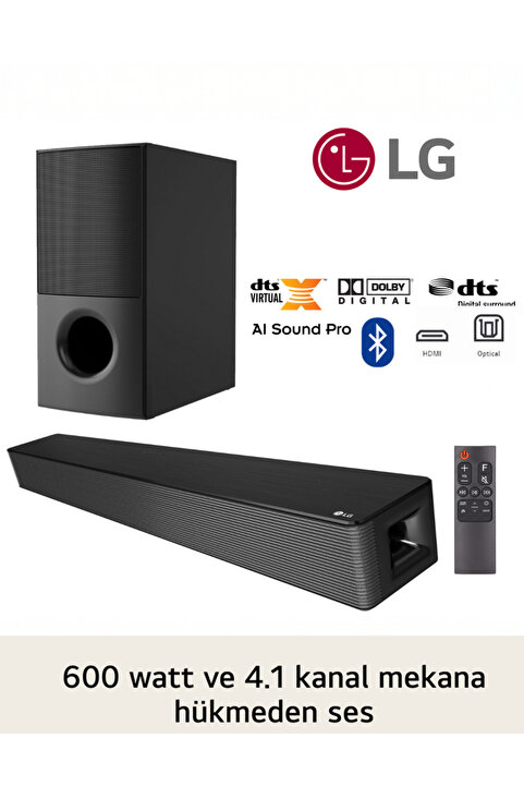 LG Mükemmel Netlik ve Derin Ses Yüksek 4.1 Kanal 600 W Soundbar & Sinema Sistemi DTS, Dolby Audio & Dolby Digital