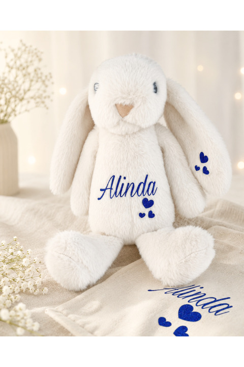 Viela Gift Atelier İsme Özel Uyku Arkadaşı Peluş Tavşan - İsimli Bebeklere Özel Hediye