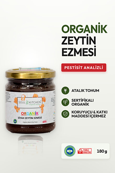 Soul Kitchen Organik Ürünler Organik Siyah Zeytin Ezmesi Katkısız 180 g