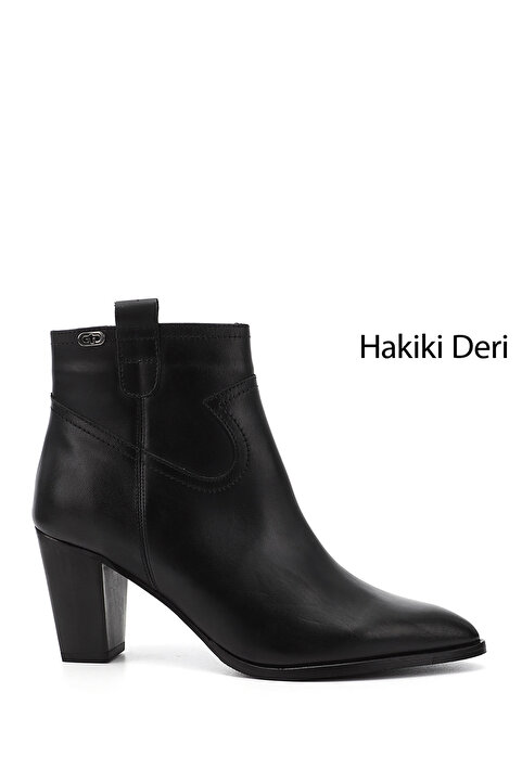 GÖNDERİ(R) Kadın Siyah Fermuarlı Sivri Burun Hakiki Deri Bot