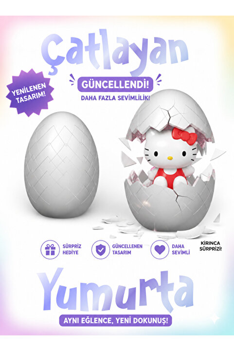HEDİYEVİM Sevimli kedi Sürpriz Figür Yumurta Hello Çatlayan Sürpriz Yumurta 1 ADET