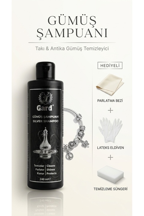 Gard Gümüş Şampuanı 240 ml - Kararan Gümüş Takı, Bijuteri ve Eşya Temizleme Bakım