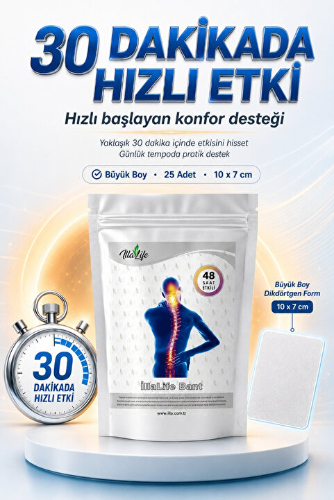 İlla Life Hızlı Etkili Büyük Boy Kırmızı Kore Ginseng Glukozamin Gümüş İyon Kolajen Doğal Zengin İçerik - Kas Eklem Bel Bacak Kol Boyun Sırt Omuz Karın Regl Için Bant Isı Bandı 25'li