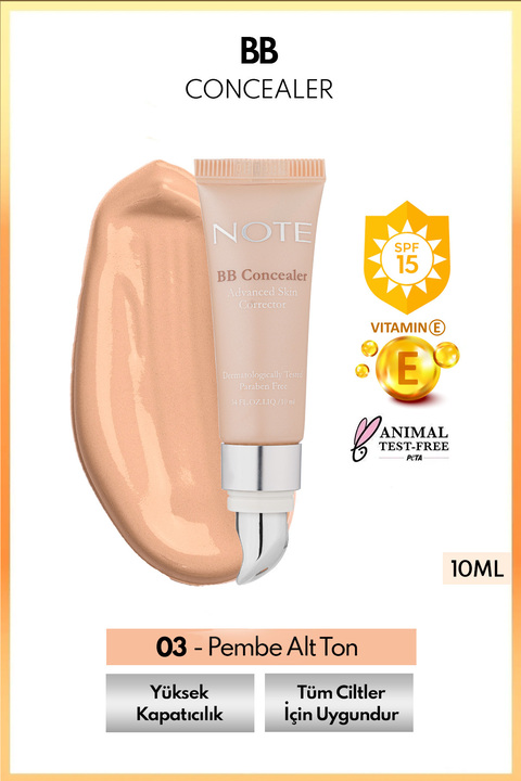 Note Cosmetics Bb Concealer Spf 15 Yoğun Kapatıcı Metal Başlıklı Göz Altı Kapatıcısı - 03 Orta Koyu