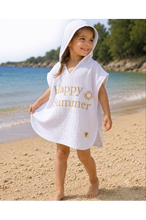 Babito Baby HAPPY BASKILI UNİSEX MÜSLÜN KUMAŞ 1-9 YAŞ PAREO