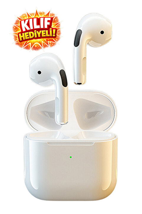 TrkTech Pro 5 Plus Kablosuz Bluetooth Kulaklık Bluetooth 5.3 TWS iOS Android Uyumlu HD Stereo Ses Dokunmatik Kılıf Hediyeli Şarj Kutulu