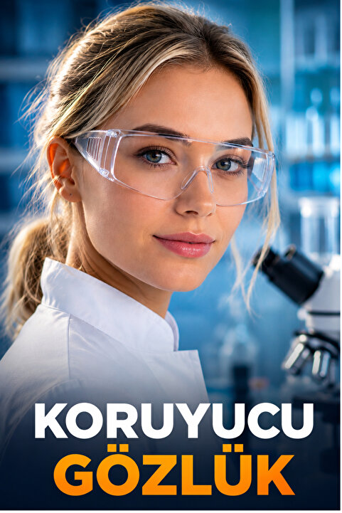 Badem10 İş Güvenlik Güvenliği Gözlüğü Laborant Laboratuvar Tam Koruyucu Gözlük S700 Major Şeffaf