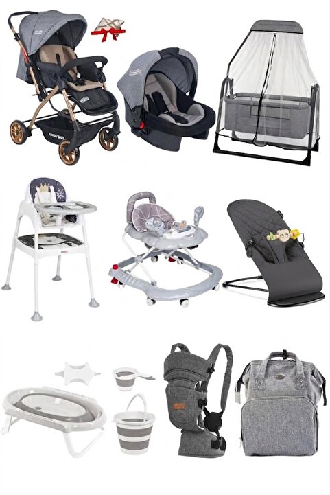 Calvin Baby 14 Parça Çeyiz Seti BebekArabası,Puset,Anakucağı,Yürüteç,Mamasandalyesi,Beşik,Kanguru,Çanta,Küvettkm