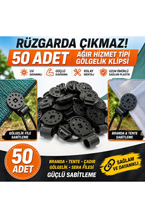 VİVVOV 50 Adet Gölge Bezi Ağır Hizmet Tipi Kilit Kavrama,yeni Gölge Bezi Sabit Plastik Kelepçeklips 50 Adet