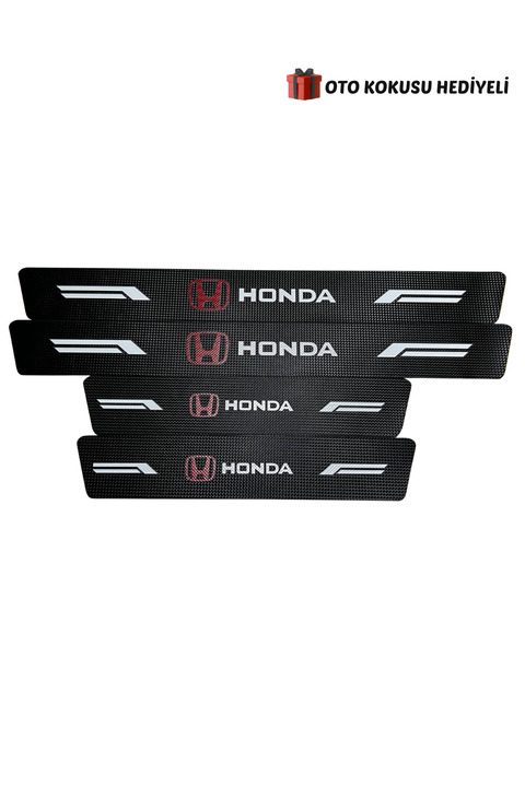 Autowise Honda Logolu Karbon Kapı Eşiği Koruyucu Bant Folyo 4'lü Set