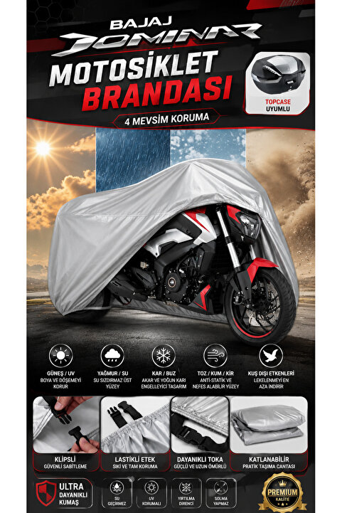 CoverPlus Bajaj Dominar Motorsiklet Brandası Motor Örtüsü Arka Çanta Uyumlu