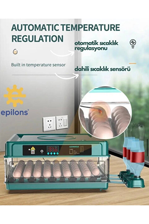 Epilons 130 Yumurtalık Tam Otomatik Kuluçka Makinesi Yedek Parçalı Motorlu Akü Kablolu Silindir Viyollü Prof
