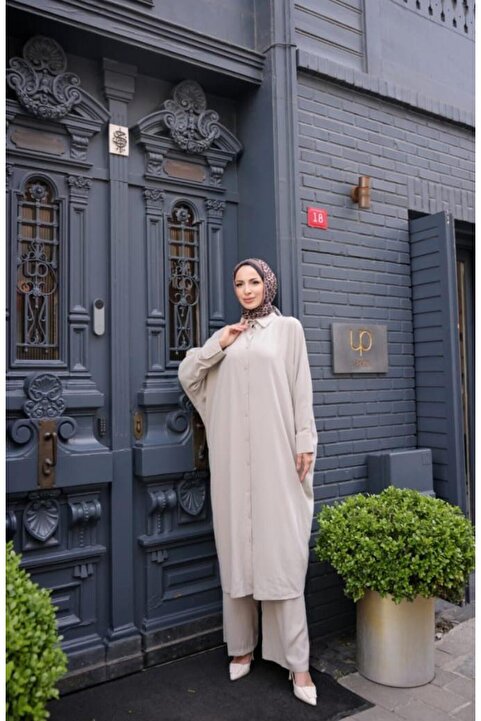 Moda Liva Butik Medine ipeği tunik pantolon tesettür takım