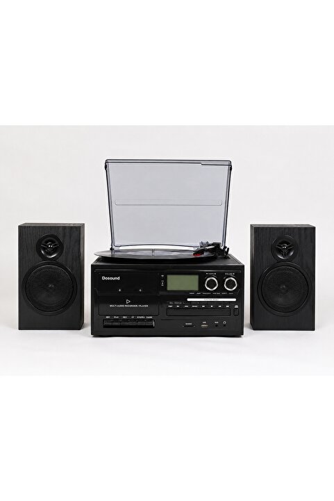 DOSOUND TR-18 Ahşap Hoparlörlü Pikap Çalar Kaset CD Bluetooth USB SD Müzik Sistemi