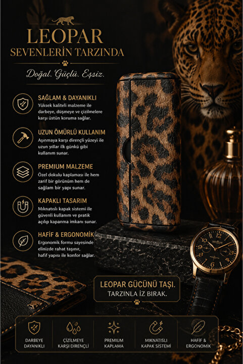 Zigver Prime Modeli Için Manyetik Kapaklı Kılıf Leopar