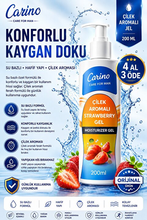 Carino E Bella Carino Care For Man Çilek Aromalı Jel 200 ML – Su Bazlı Jel