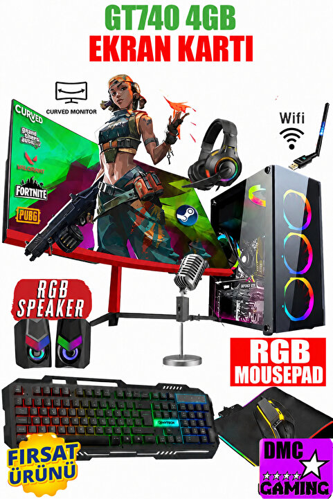 DMC N290 (GTA 5) I5-3470,16gb Ram,500gb Hdd,256gb Ssd,4gb Gt740,24''curved Oyuncu Masaüstü Bilgisayar