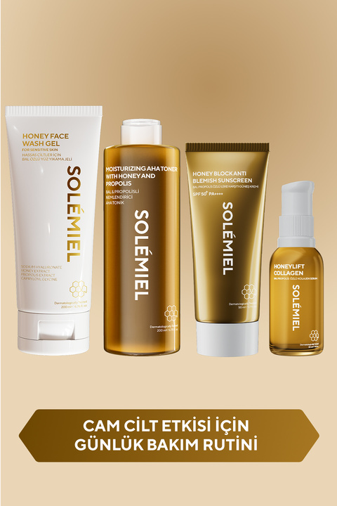 Solemiel Bal ve Propolis Özlü Arındırıcı Nemlendirici Aydınlatıcı Cam Cilt Etkisi İçin Günlük Bakım Rutini