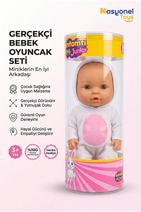 NASYONEL TOYS Infanti M. Junior Gerçekçi Bebek Oyuncak Bebek Seti Çocuklar İçin