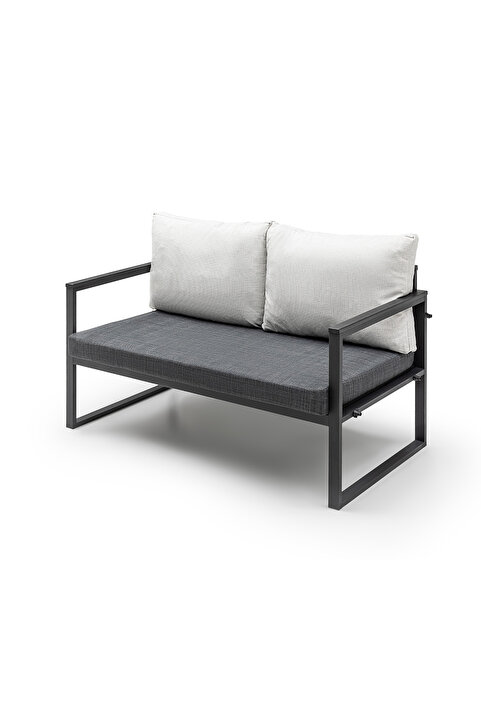Gaga Mobilya Bahçe,balkon,cafe -metal Koltuk Kanepe ,bahçe Mobilyası (128cm) Antrasit