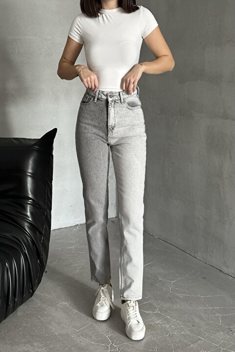 XRAY JEANS Kadın Çift Renkli Mom Fit Dar Füme Kot Pantolon