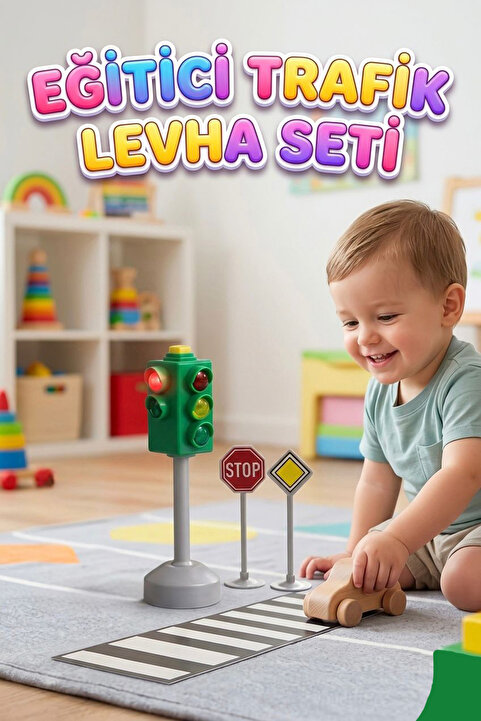 Tıfıl Toys Şehir Trafiği - Işıklı ve Sesli İnteraktif Trafik Lambası ve Levha Oyuncak Seti