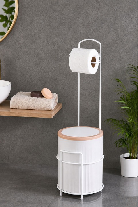 Decorev 7 Litre Banyo Mutfak Çöp Kovası Metal Standlı Tuvalet Wc Kağıtlık Seti