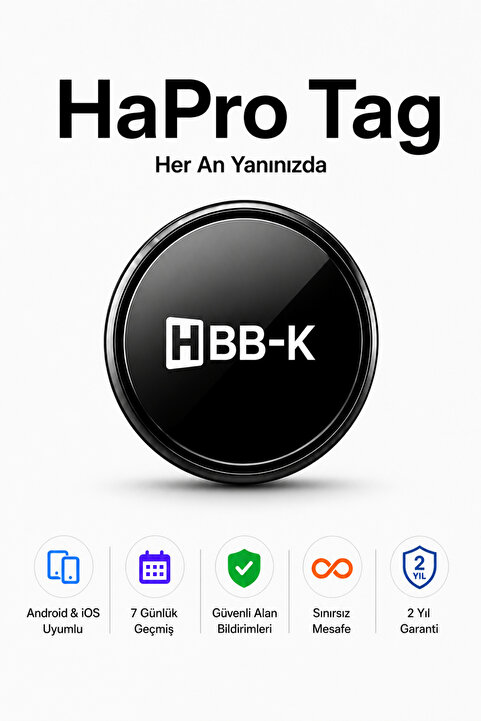 HBB-K Hapro Tag Ios & Android Uyumlu Airtag Akıllı Gps Takip Cihazı(SİYAH)