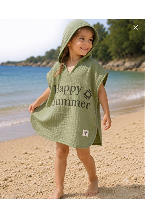 Babito Baby Happy Baskılı Unisex Müslin Kumaş 1-9 Yaş Pareo