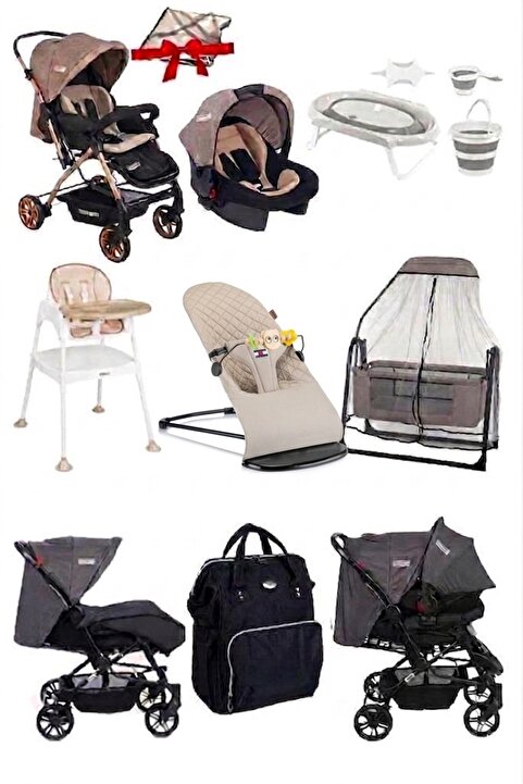 Tommybaby 12 Parça Çeyiz Seti Bebek Arabası Puset Beşik Anakucağı Mama Sandalyesi KüvetTakımıBebekBakımÇantası