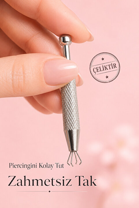 Sacce Scarves&Accessories Paslanmaz Çelik Piercing Topu Açma ve Tutma Aparatı | 6.2 cm | Çok Amaçlı Piercing Pense