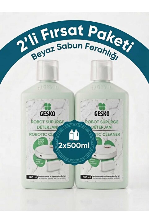 Gesko Robot Süpürge Deterjanı Beyaz Sabun Kokulu (2x500 ml )